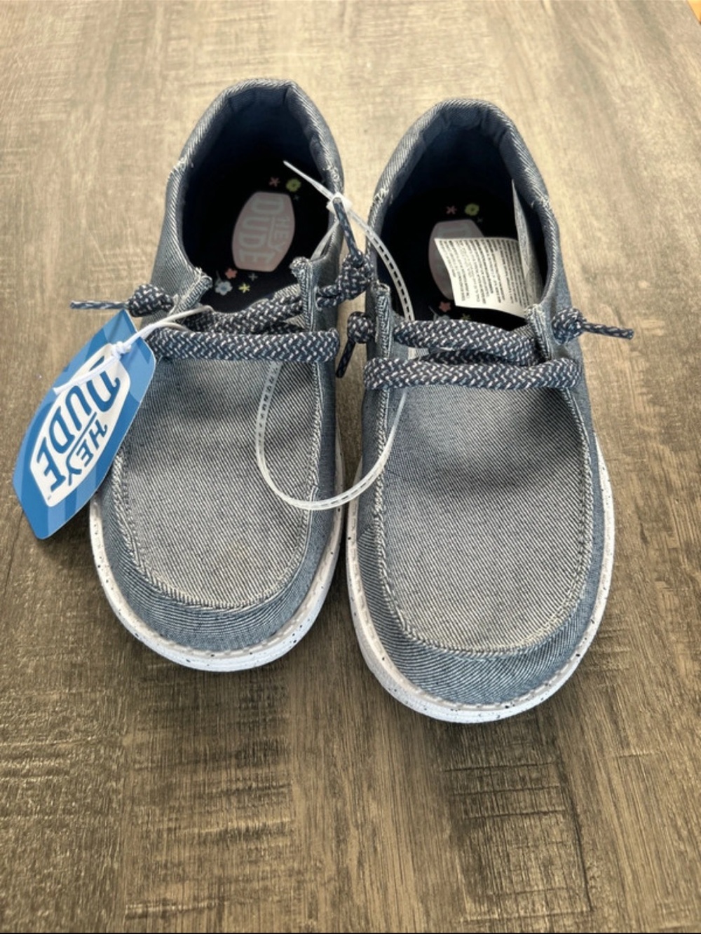 Hey Dude Kids Denim Blue Canvas Lace-Up Sneakers